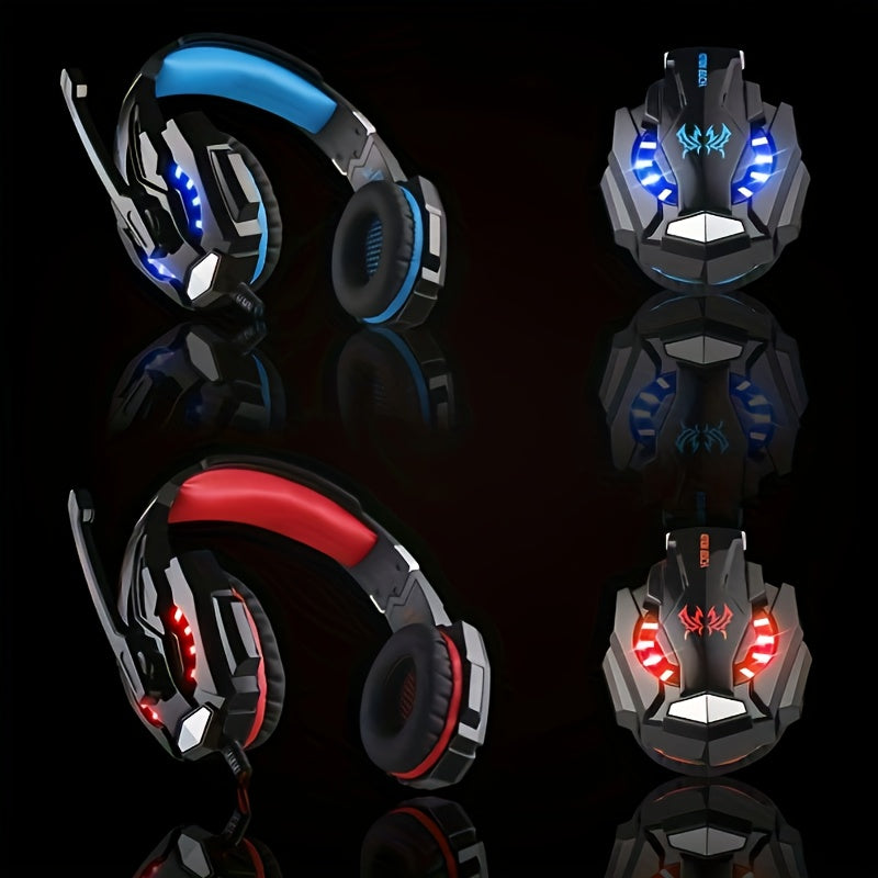 FUNINGEEK G9000 Gaming Headset with LED Lights & Microphone - Noise-Cancelling Surround Sound, Soft Memory Earmuffs for PC/PS5, Compatible with Xbox/XPS, Condenser Mic, Anime/Movie Gameplay, Tangle-Free Cable, Volume Control