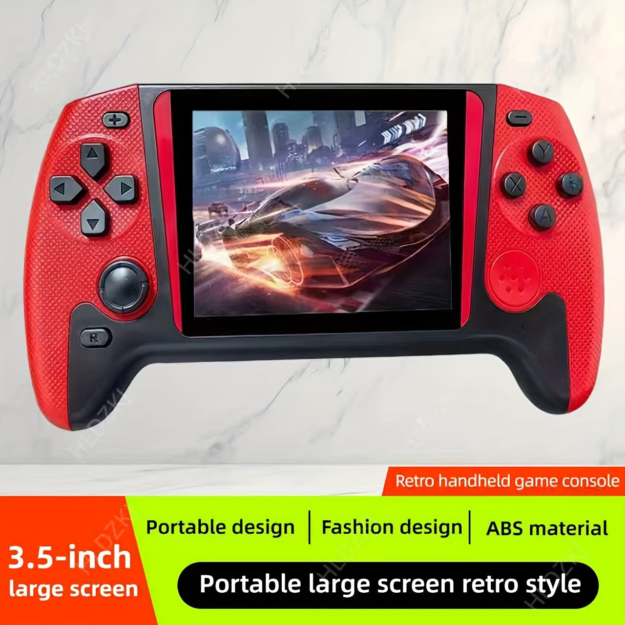 Retro Gaming Console with 8.89cm Large Screen - Portable Handheld Game System, USB-Powered Retro Gaming Device with Lithium-Polymer Battery, Compatible with TV/Mirror, for Nostalgic Gaming, Home/Office/Travel - Red/White Vint