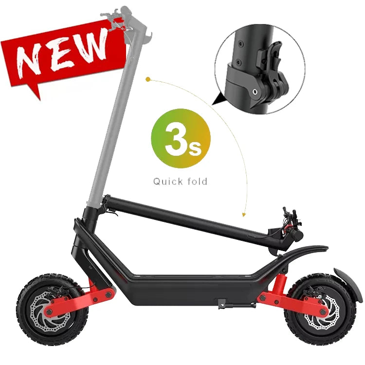 New 11 Inch 48V 100KM Long Range Dual Motor Offroad Electric Scooter Fast 120kg Load Capacity Puncture-proof Tire E Scooter
