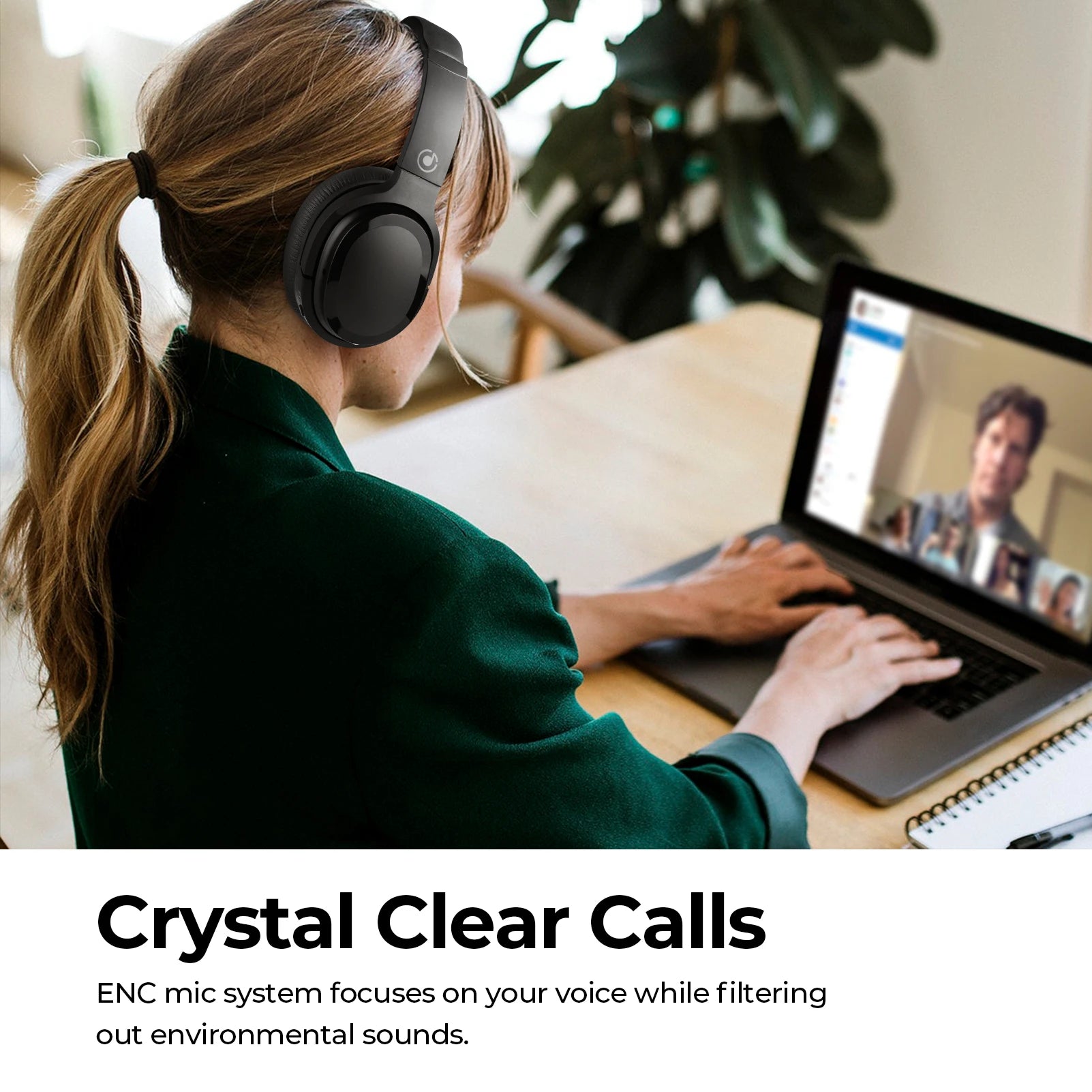 Hybrid ANC Headphones Wireless BT5.3 Noise Cancelling Earphones with Long Playtime for Gaming