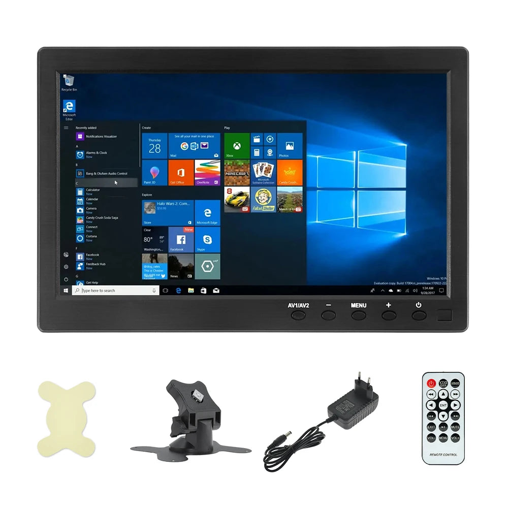 10.1 Pc Monitor 1920x1200 Monitor for Raspberry Pi PS3 PS4 XBOX360 System CCTV with VGA HDMI BNC USB LCD Display for Car