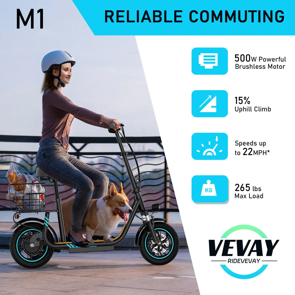 Powerful M1 48V 7.8/10.4Ah 500W 35km/h Aluminum Alloy Waterproof Foldable APP Adult Electric Scooter with Seat