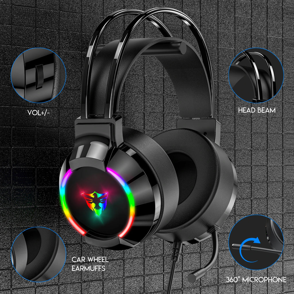 JS-GAMING 2026 Game Headphones Headsets Bass Stereo Over-Head Earphone PC Laptop FPS GAMING Wired Headset for Computer PS4