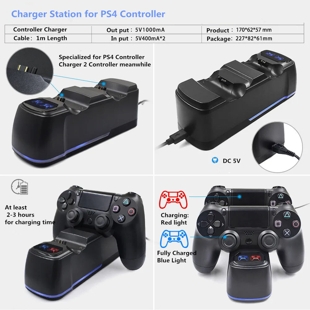 SYYTECH LED Indicator Dock Charger Station for PS4 Charging Game Accessories