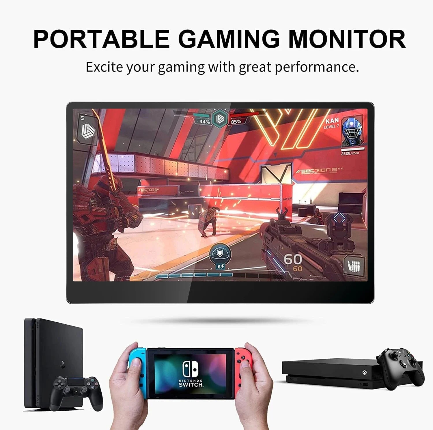 Sibolan Screen Compatible With Ps4 for Xbox Portable Multi Parameter Monitor Portable Multi Touch Gaming Monitor