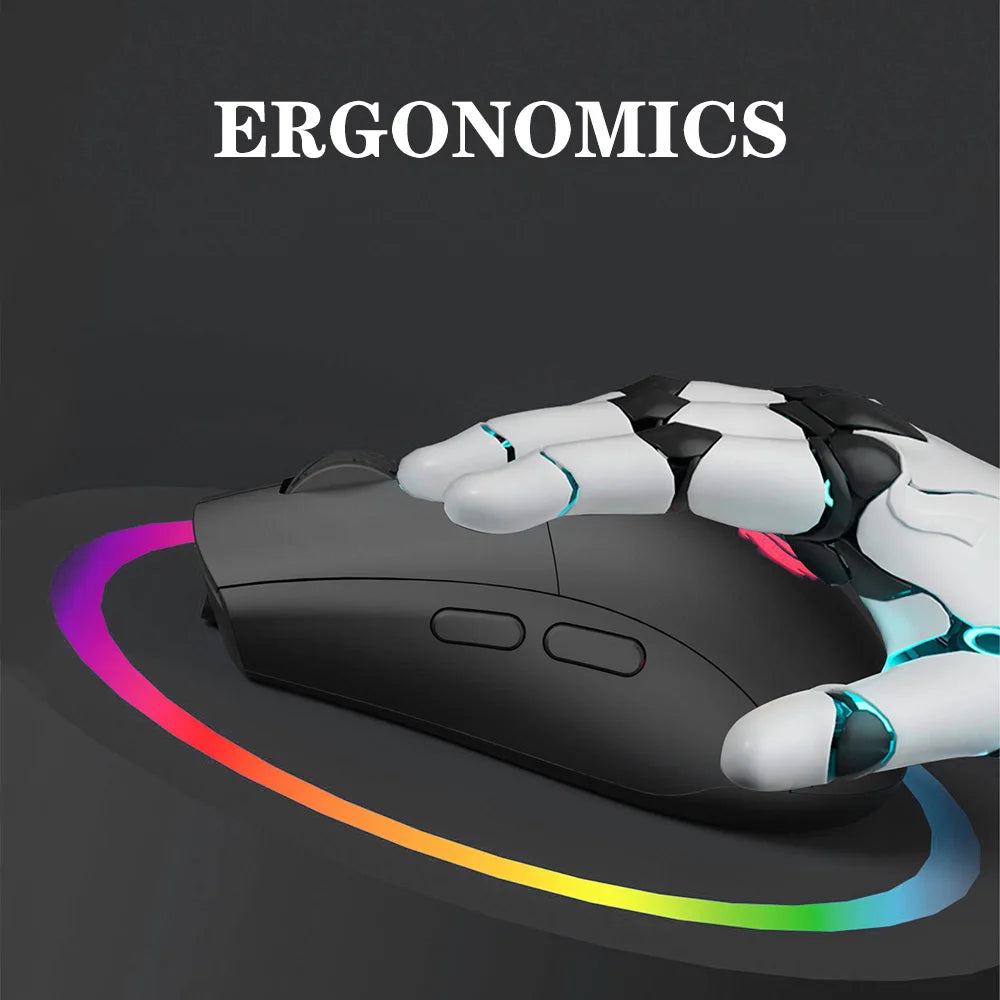 Rechargeable Dual Mode 2.4GHz/ Wireless LED Backlit 6-Button Both-Handed Ergonomic Gaming Mouse for Office Gaming Use