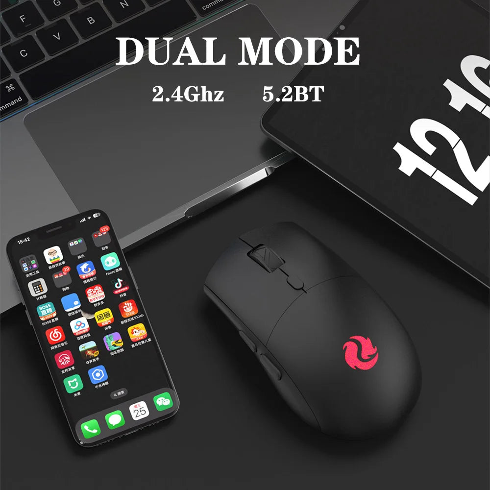 Rechargeable Dual Mode 2.4GHz/ Wireless LED Backlit 6-Button Both-Handed Ergonomic Gaming Mouse for Office Gaming Use