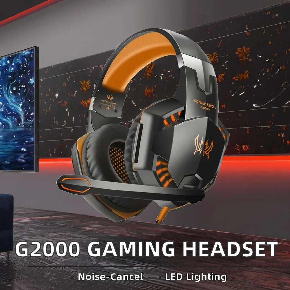 Factory Price G2000 Wired Game Earphones with Microphone with USB Connectors for PC & Mobile Phone Gaming