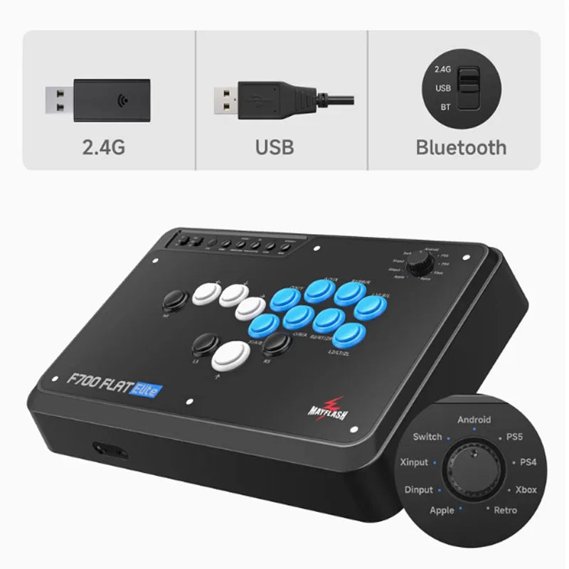 Mayflash F700Flat Elite Supports for PS5/Xbox/PC/Switch Mobile Wireless Hitbox Arcade Joystick