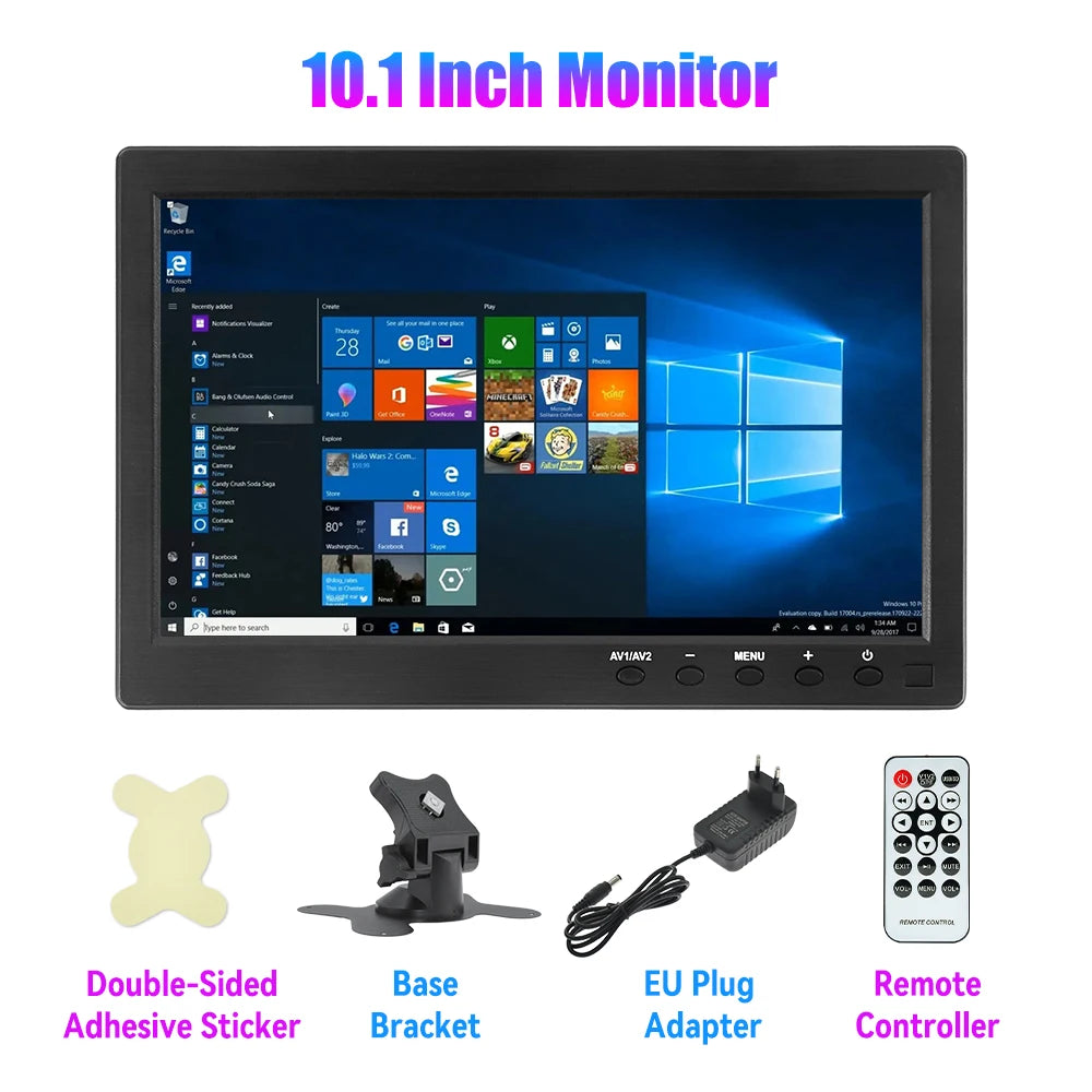 10.1 Pc Monitor 1920x1200 Monitor for Raspberry Pi PS3 PS4 XBOX360 System CCTV with VGA HDMI BNC USB LCD Display for Car
