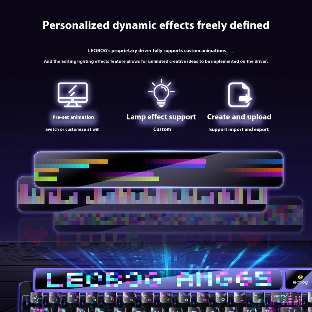 LEOBOG AMG65 Smart Screen Wireless for Bluetooth Three-Mode Mechanical Keyboard Customized Hot Plug for ESports Desktop Gaming