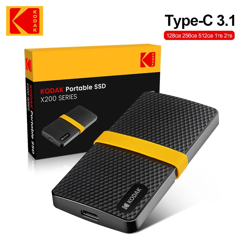 KODAK X200 256GB 512GB 1TB External Hard Drive Portable USB3.1 Type-C Mobile Storage Mini SSD for PC Laptops PS4