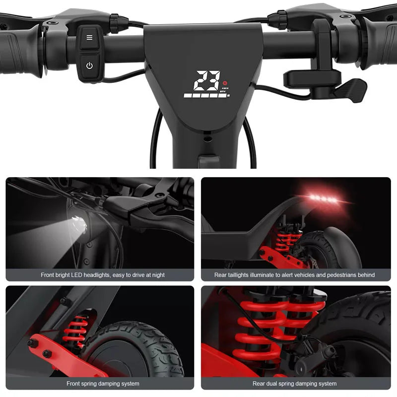 New 11 Inch 48V 100KM Long Range Dual Motor Offroad Electric Scooter Fast 120kg Load Capacity Puncture-proof Tire E Scooter