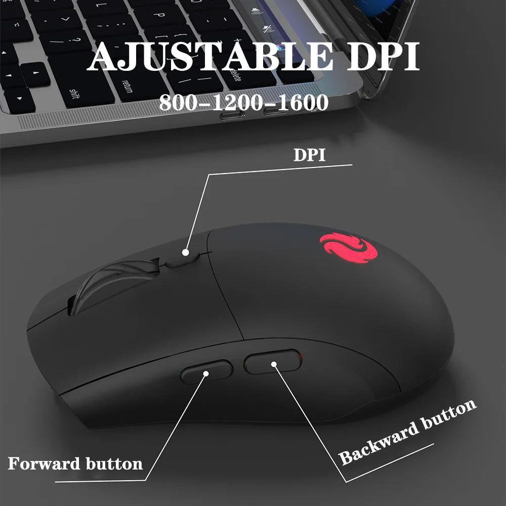 Rechargeable Dual Mode 2.4GHz/ Wireless LED Backlit 6-Button Both-Handed Ergonomic Gaming Mouse for Office Gaming Use