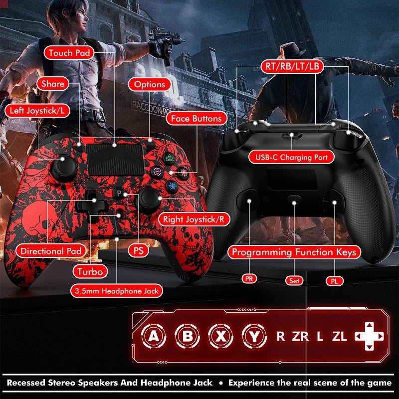 Gamepad for PS5 Console Wireless Controller, 6-Axis Gyro Dual Vibrate Hall Effect, W/ Turbo Touchpad, Gaming Control Joystick