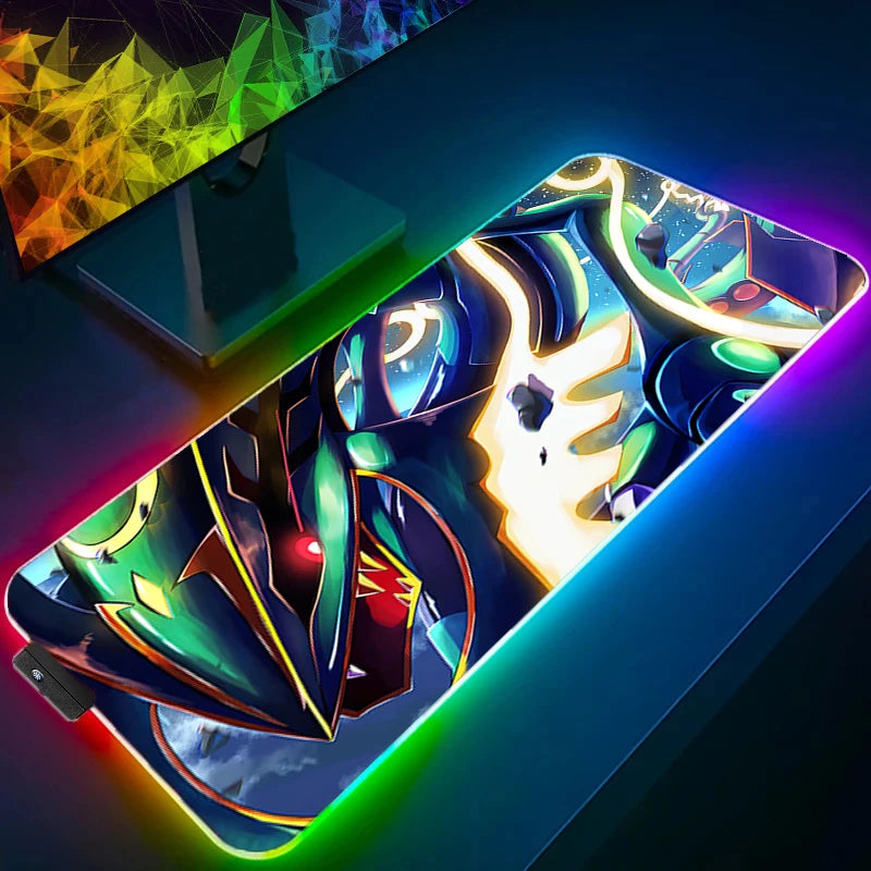 Mouse Pad RGB Pc gamer Pad Backlight Mousepad LED P-pokemon Charizard Glowing Mouse Mats Rubber Gaming Computer Mausepad