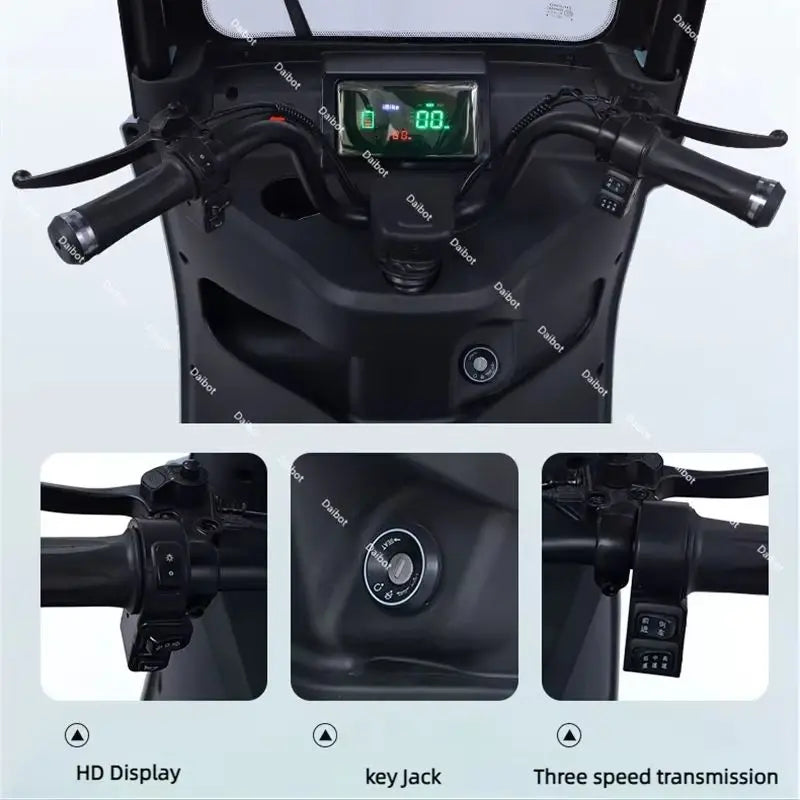 Electric Scooter Bike Parent Child 3 Wheels With Roof 3 Seat Long Range 50KM For Adults Women 1000w Passenger Electric Tricycle