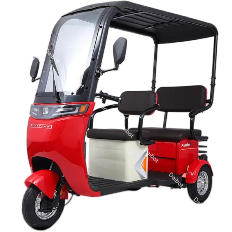 Electric Scooter Bike Parent Child 3 Wheels With Roof 3 Seat Long Range 50KM For Adults Women 1000w Passenger Electric Tricycle