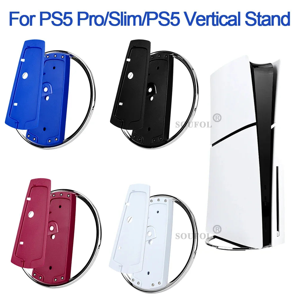 4 Colors Portable Metal Vertical Stand for PS5 Pro & PS5 Slim & PS5 Digital Disk Version Anti-Slip Base Holder for PS5 Console
