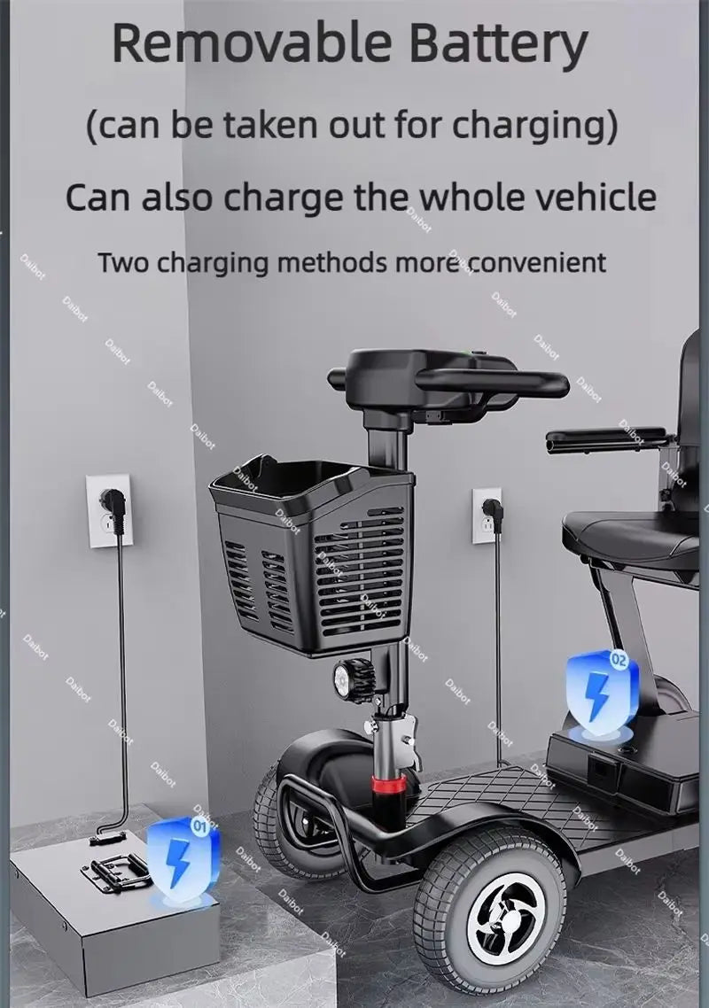 Family Elderly 4 Wheel Electric Mobility Scooter Foldable Handicapped Pre-Assembled With Saeat Handrail Adult Electric Scooters