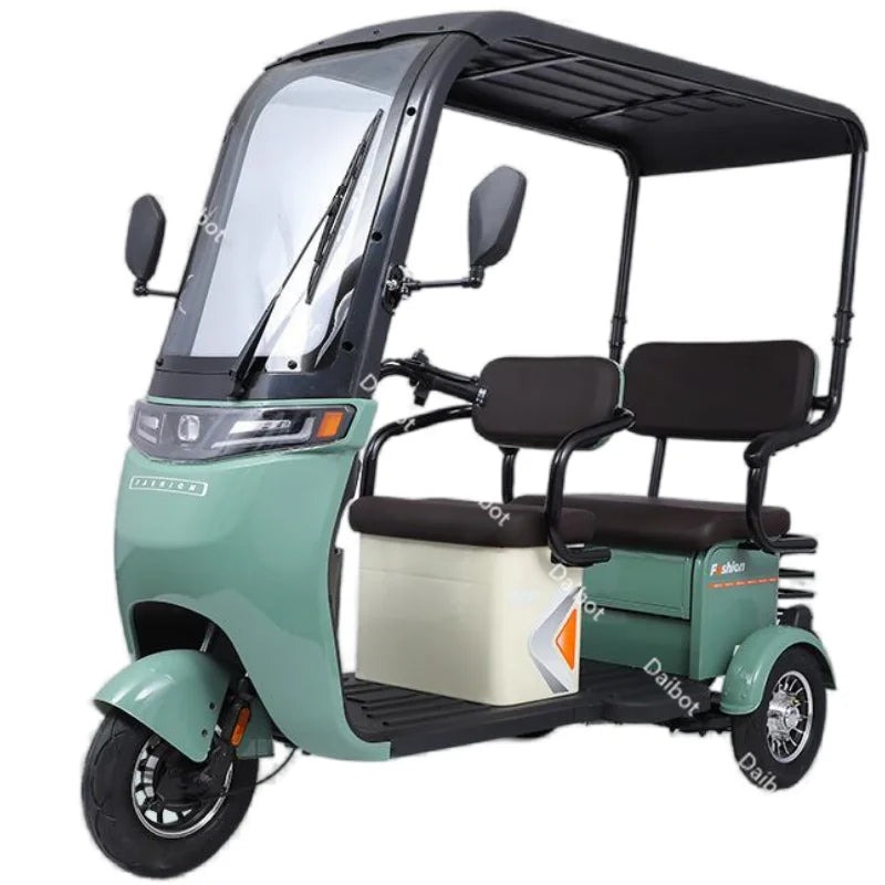 Electric Scooter Bike Parent Child 3 Wheels With Roof 3 Seat Long Range 50KM For Adults Women 1000w Passenger Electric Tricycle