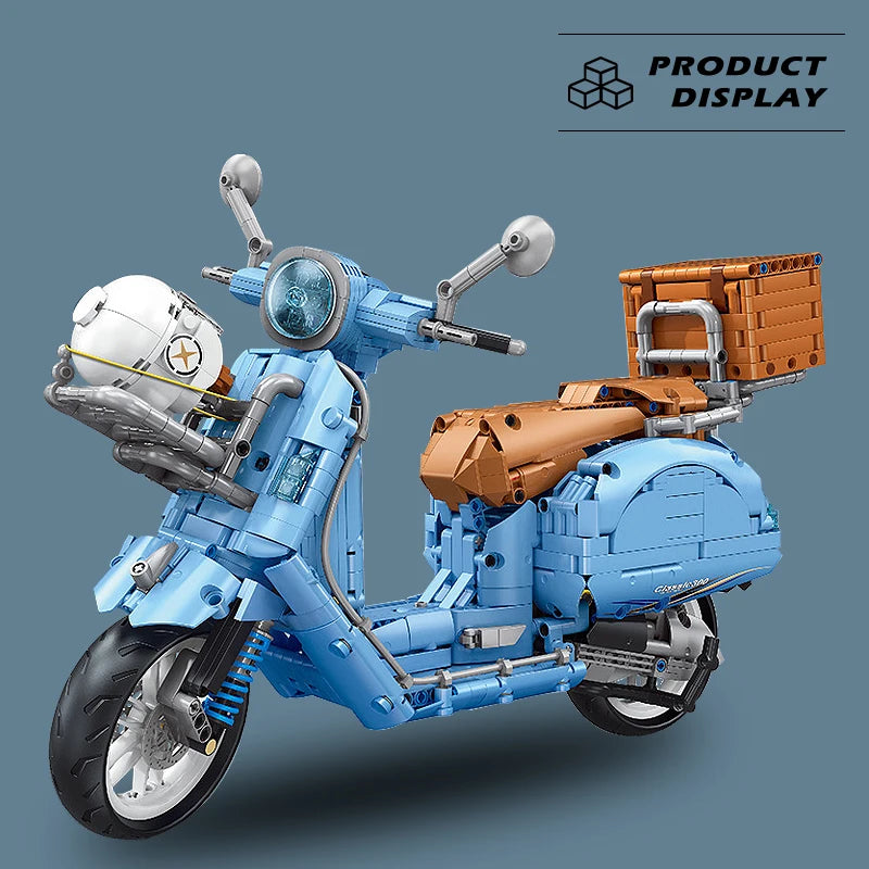 V Scooter Classic 300 Motorbike Model Building Blocks Classic And Retro Motorcycle Bricks MOC Collection Toys For Boy Girls Gift