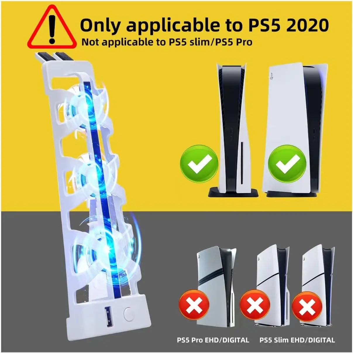 2025 New PS5 Cooling Fans for PlayStation 5 Cooling Fan PS5 Discs Edition and Digital Edition with RGB Lighting and USB 3.0 Port