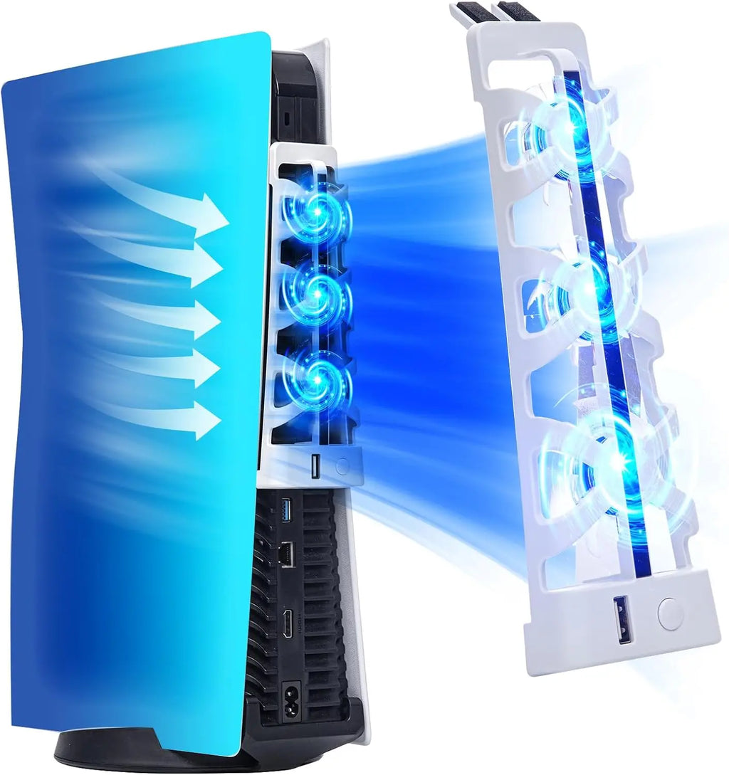 2025 New PS5 Cooling Fans for PlayStation 5 Cooling Fan PS5 Discs Edition and Digital Edition with RGB Lighting and USB 3.0 Port