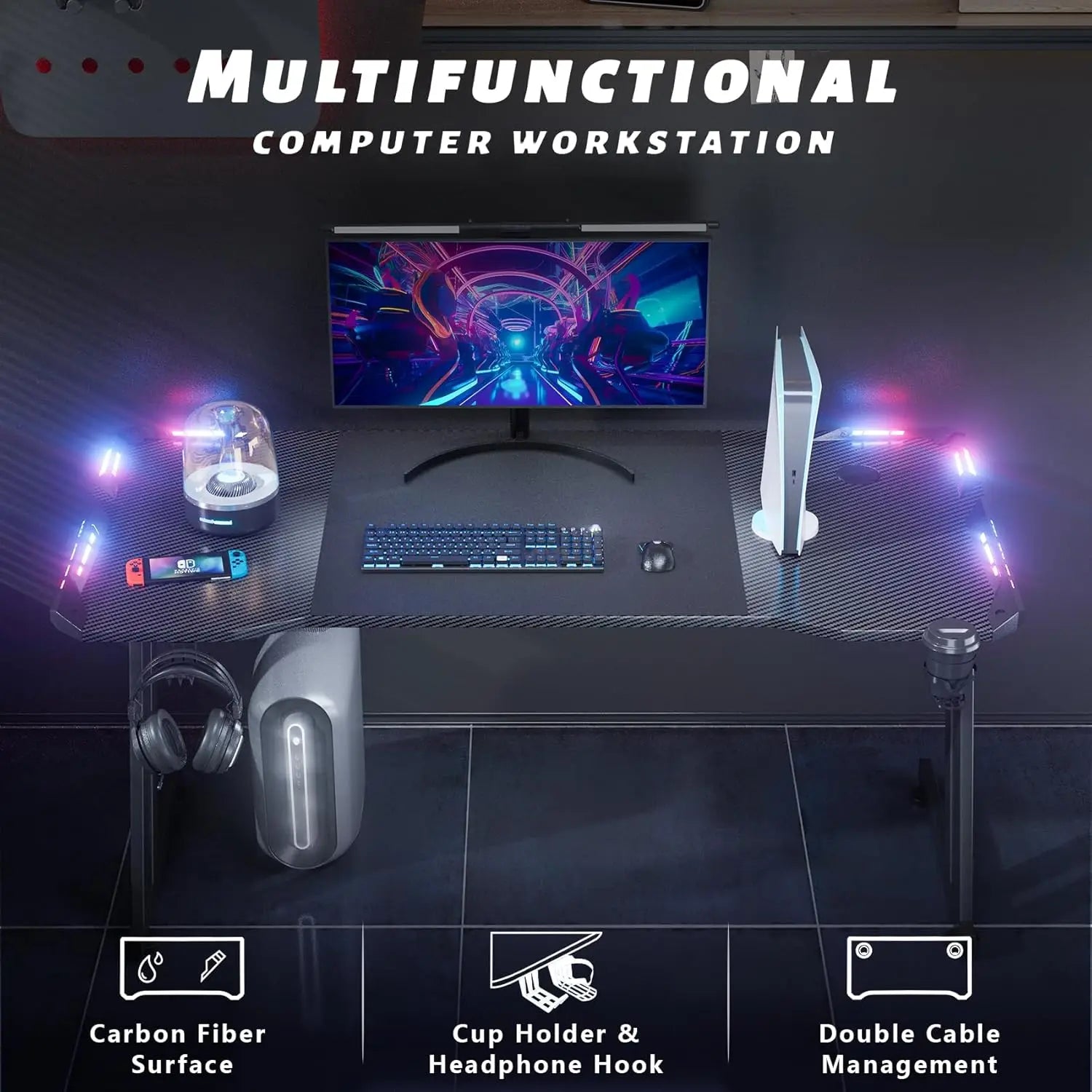 Gaming Desk , New Design Modern Black RGB Gaming Desk ,For Home Office Custom Computer Table Custom Game Table, Work Desk