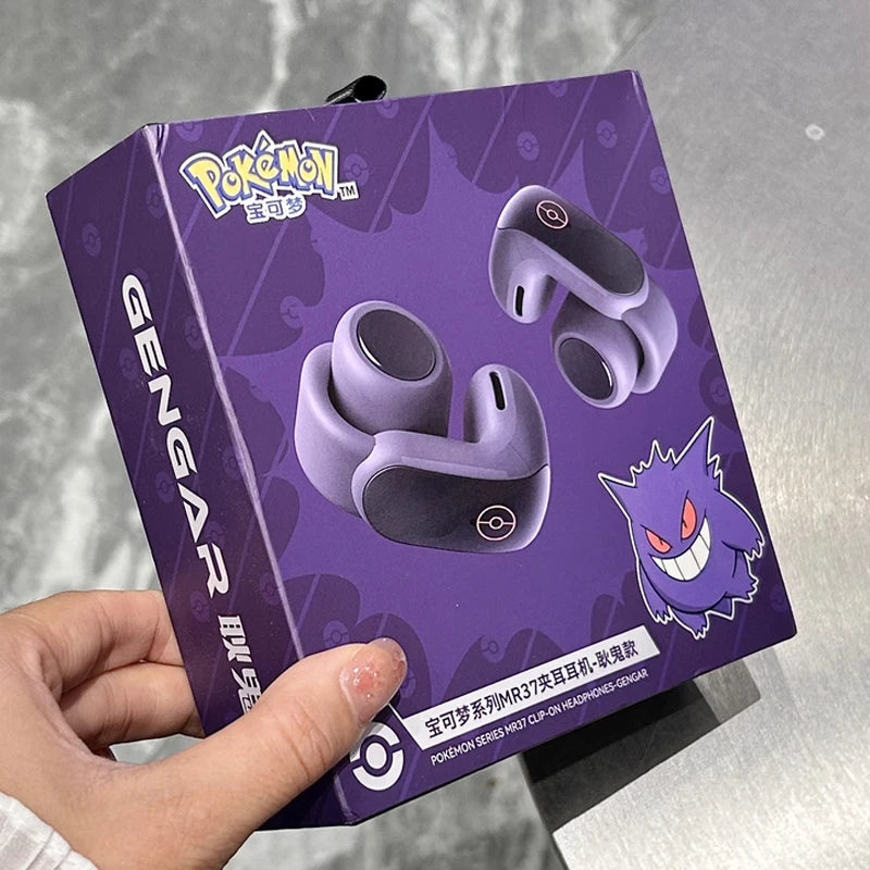Pokemon Mr37 Gengar Anime Bluetooth Clip-On Earphones High-Definition Audio Wireless Games Headset  Animation Derivatives Gifts
