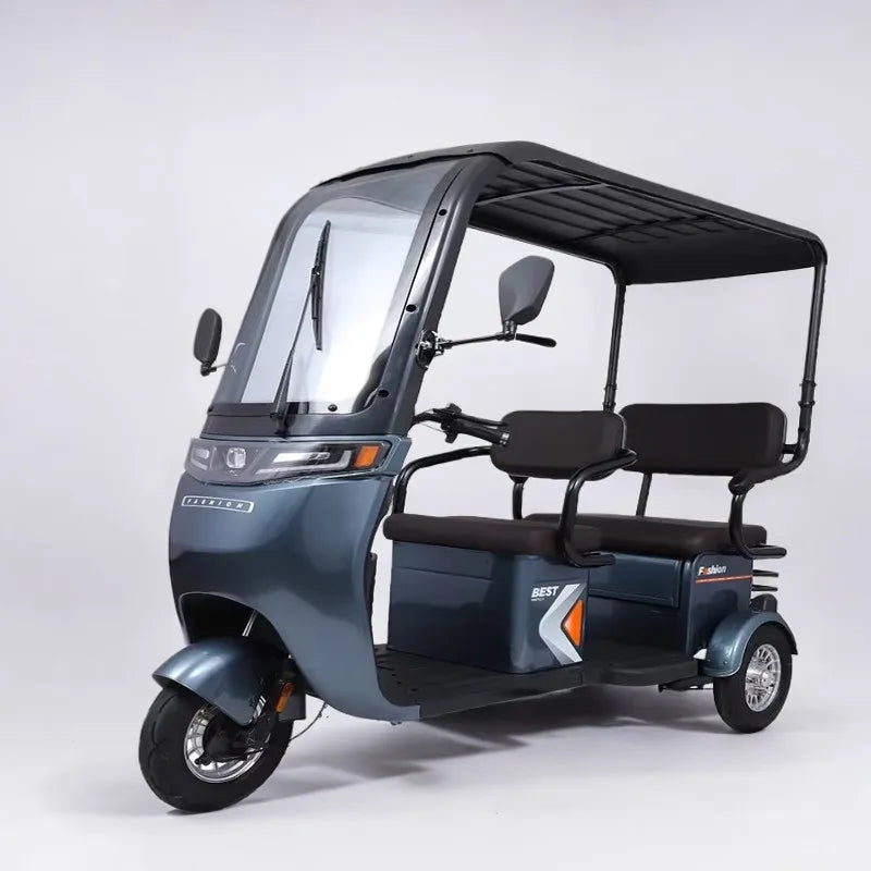 Electric Scooter Bike Parent Child 3 Wheels With Roof 3 Seat Long Range 50KM For Adults Women 1000w Passenger Electric Tricycle