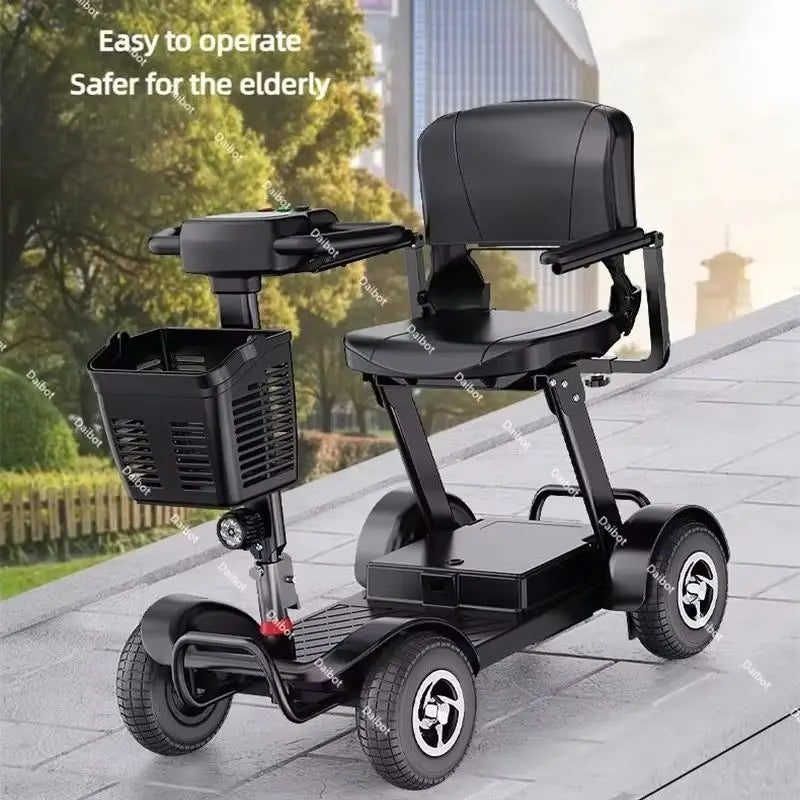 Family Elderly 4 Wheel Electric Mobility Scooter Foldable Handicapped Pre-Assembled With Saeat Handrail Adult Electric Scooters