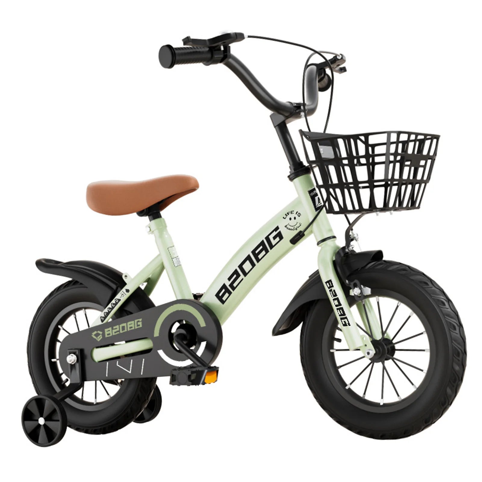 14" Kids Bike with Training Reels & Basket Children Bikes Gift for Boys and Girls Age 3-5 Toddler Bike with Dual Brakes for Begi