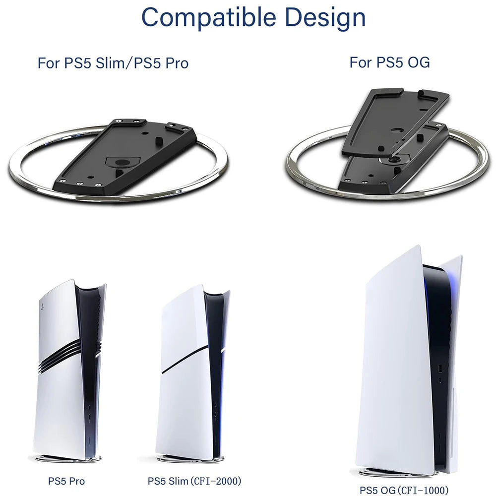 Portable Metal Vertical Stand for PS5 & PS5 Slim Digital Disk Version Anti-Slip Base Holder for Playstation 5 Pro Game Console