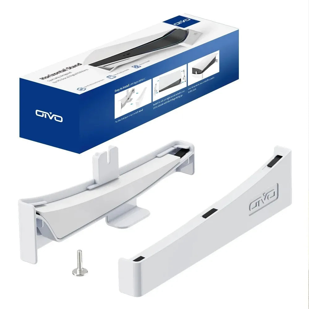 Horizontal Stand For PS5 Console, Anti-Slip Base with EVA Foam, Secure Fit With Screw, White ABS Bracket