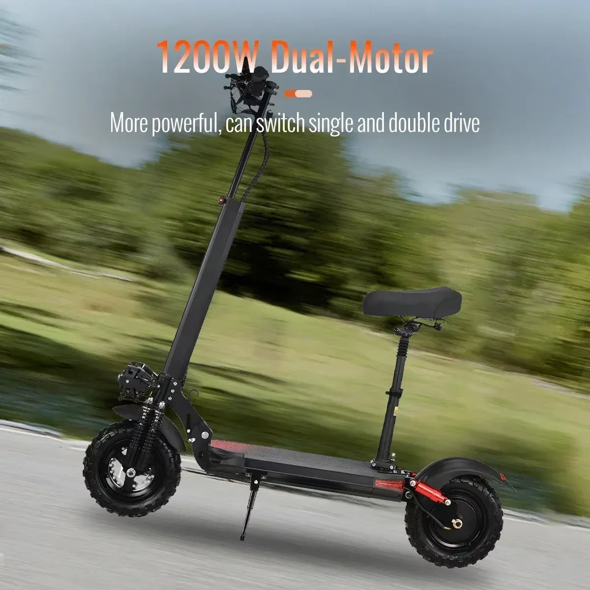 1200W Powerful Electric Scooter 48V 21Ah 31Mph 31-37Miles Range 11'' Tires Dual Shock Absorbing Folding EScooter for Adults