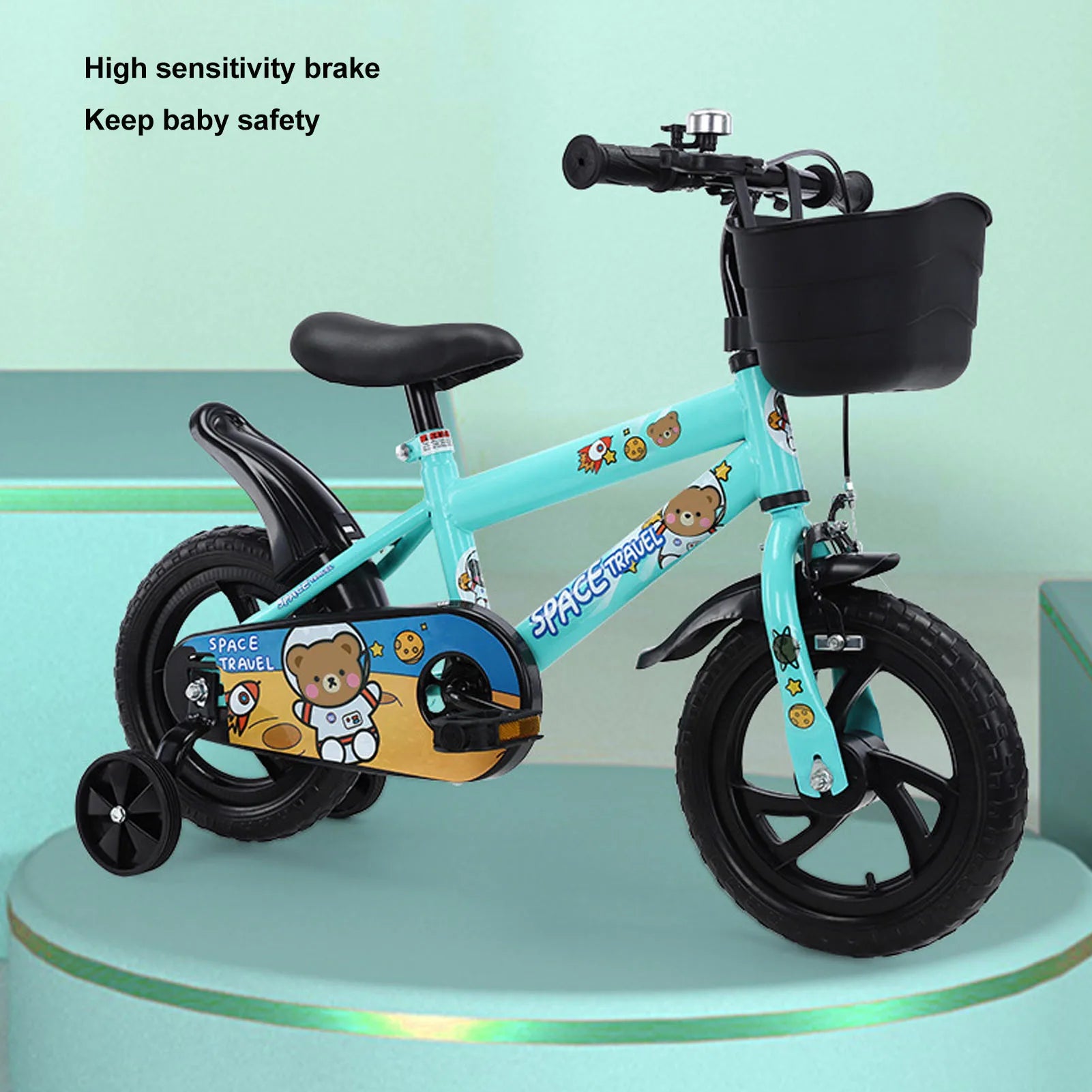 12" Kids Bike with Training Wheels for 2-6 Years Old, High Carbon Steel Frame Adjustable Seat & Handlebars