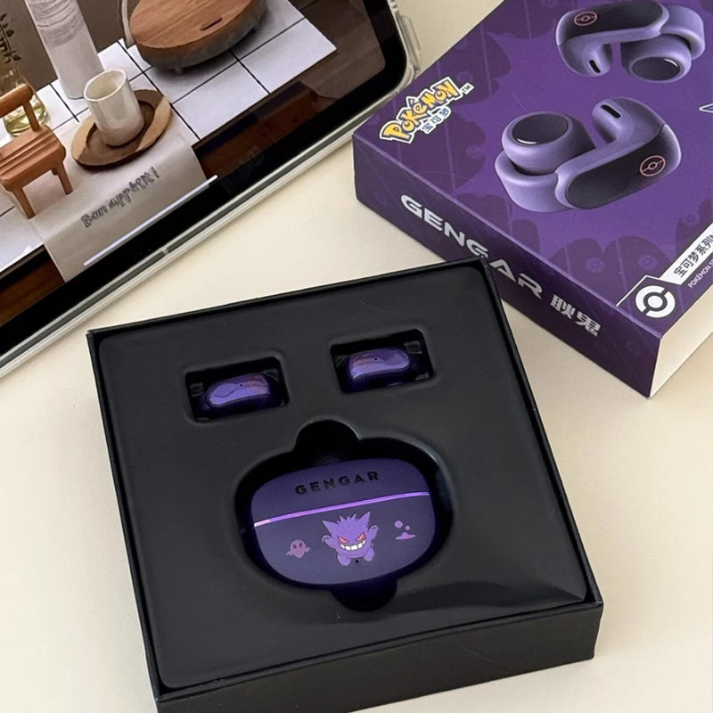Pokemon Mr37 Gengar Anime Bluetooth Clip-On Earphones High-Definition Audio Wireless Games Headset  Animation Derivatives Gifts