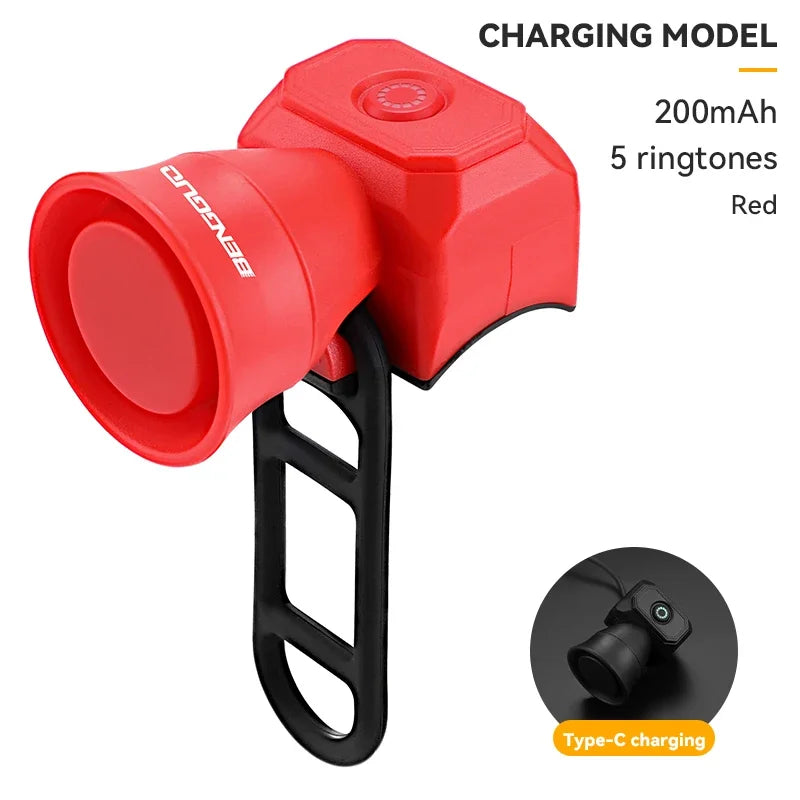 Bicycle Horn Mountain Bike Mini USB Charging Waterproof Electronic Bike Bell Riding Equipment Children's Scooter Accessories
