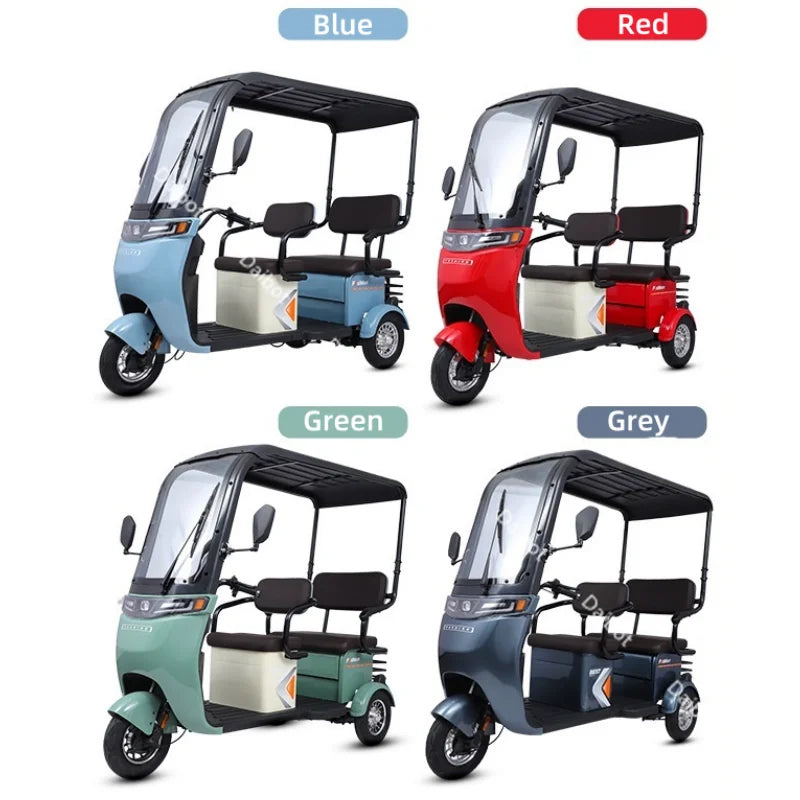 Electric Scooter Bike Parent Child 3 Wheels With Roof 3 Seat Long Range 50KM For Adults Women 1000w Passenger Electric Tricycle
