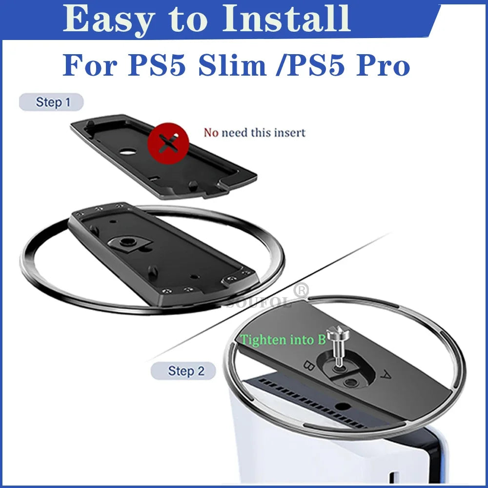 4 Colors Portable Metal Vertical Stand for PS5 Pro & PS5 Slim & PS5 Digital Disk Version Anti-Slip Base Holder for PS5 Console