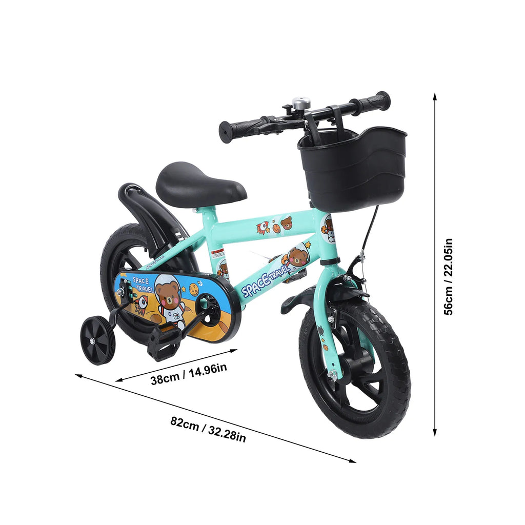 12" Kids Bike with Training Wheels for 2-6 Years Old, High Carbon Steel Frame Adjustable Seat & Handlebars