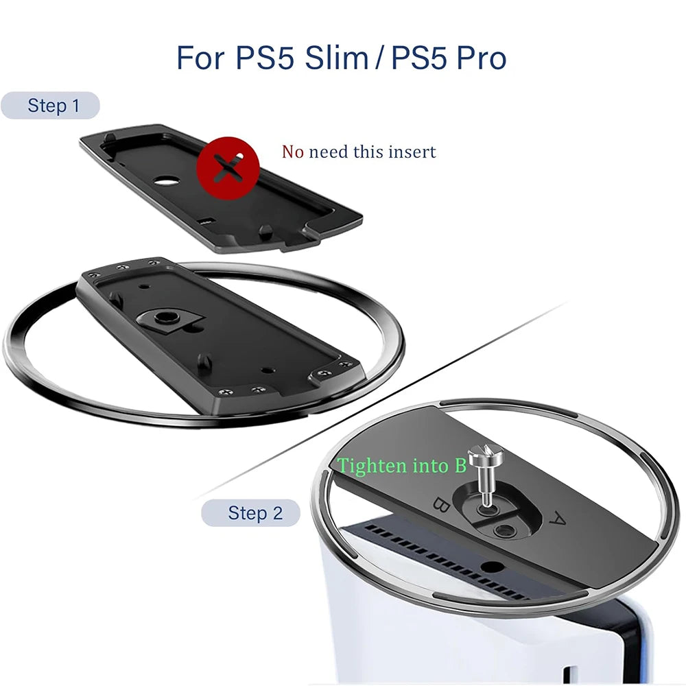 Portable Metal Vertical Stand for PS5 & PS5 Slim Digital Disk Version Anti-Slip Base Holder for Playstation 5 Pro Game Console