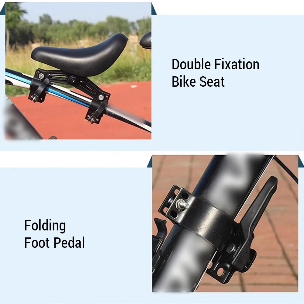 Front Mounted Bicycle Seats with Handlebars and Foot Pedals for Kids Children