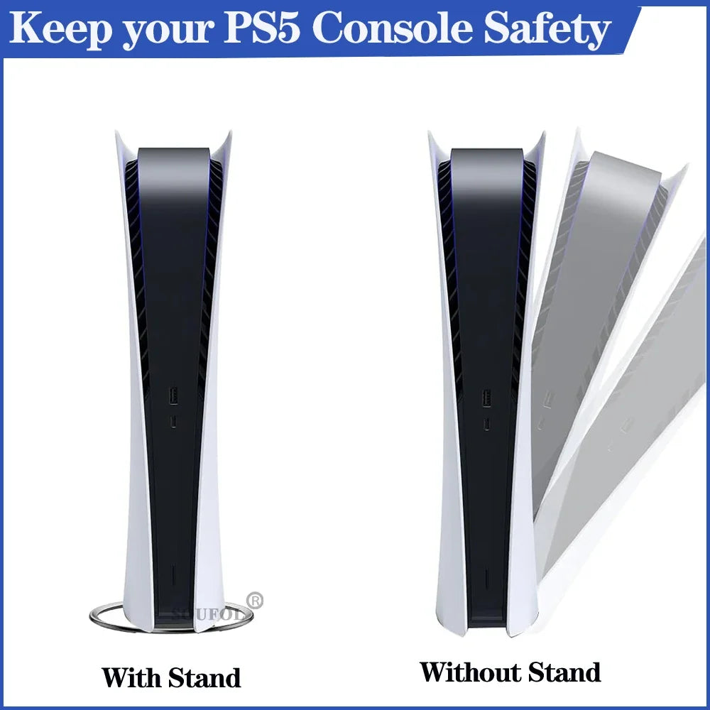4 Colors Portable Metal Vertical Stand for PS5 Pro & PS5 Slim & PS5 Digital Disk Version Anti-Slip Base Holder for PS5 Console