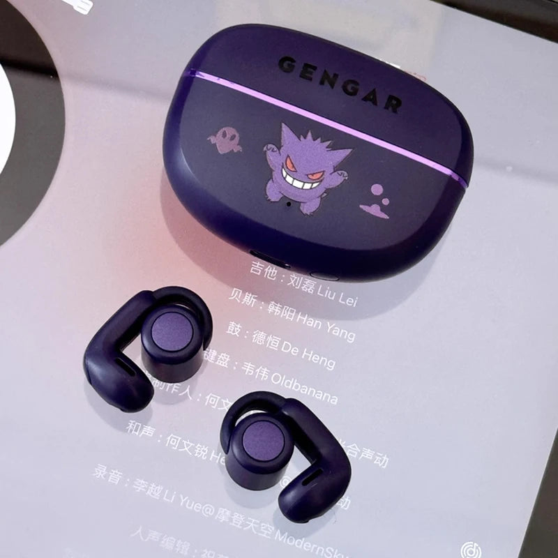 Pokemon Mr37 Gengar Anime Bluetooth Clip-On Earphones High-Definition Audio Wireless Games Headset  Animation Derivatives Gifts