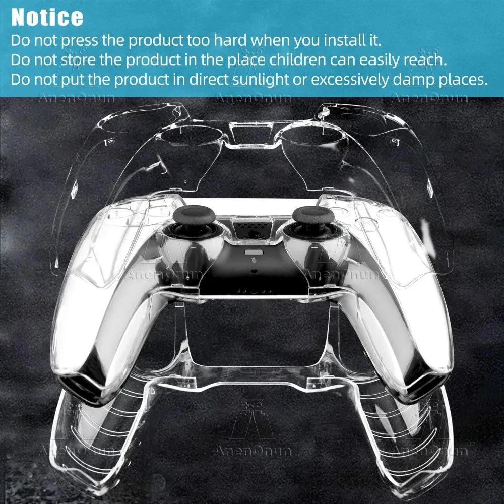 PS5 Controller Full Fit Protective Case Anti-fall Anti-scratch Anti-slip Transparent Hard Shell Ultra Clear Gamepad Cover Skin