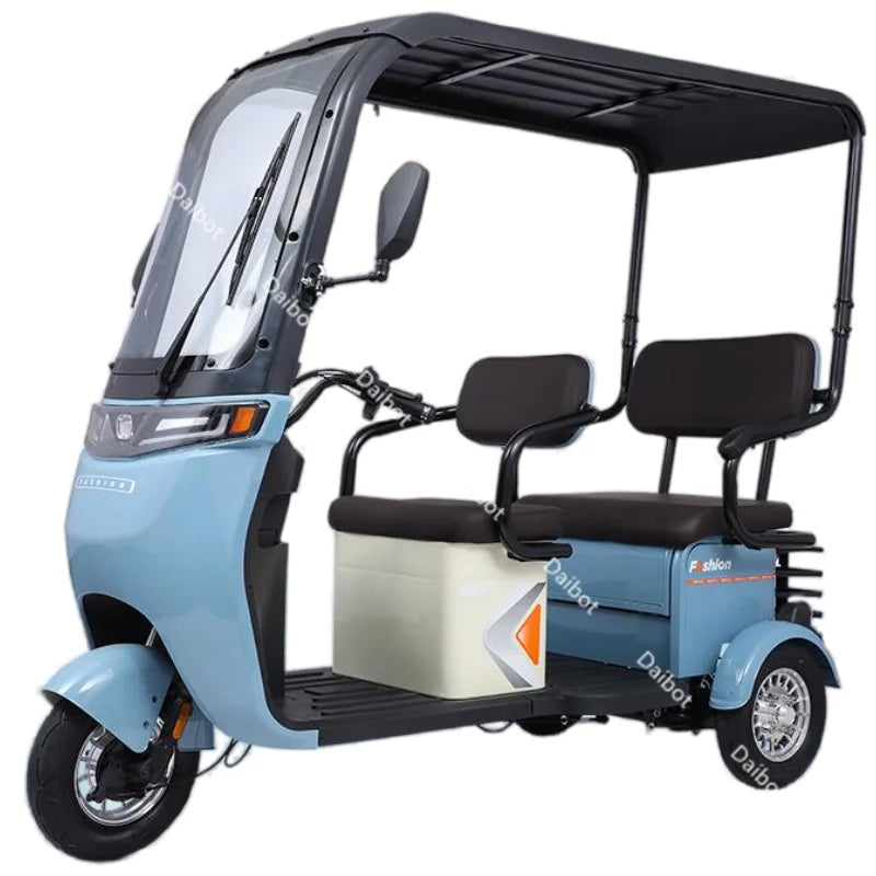 Electric Scooter Bike Parent Child 3 Wheels With Roof 3 Seat Long Range 50KM For Adults Women 1000w Passenger Electric Tricycle