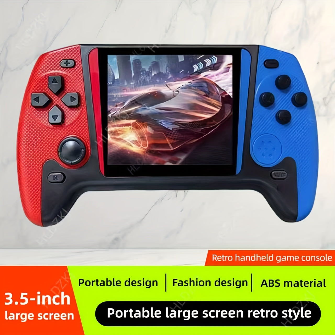 Retro Gaming Console with 8.89cm Large Screen - Portable Handheld Game System, USB-Powered Retro Gaming Device with Lithium-Polymer Battery, Compatible with TV/Mirror, for Nostalgic Gaming, Home/Office/Travel - Red/White Vint